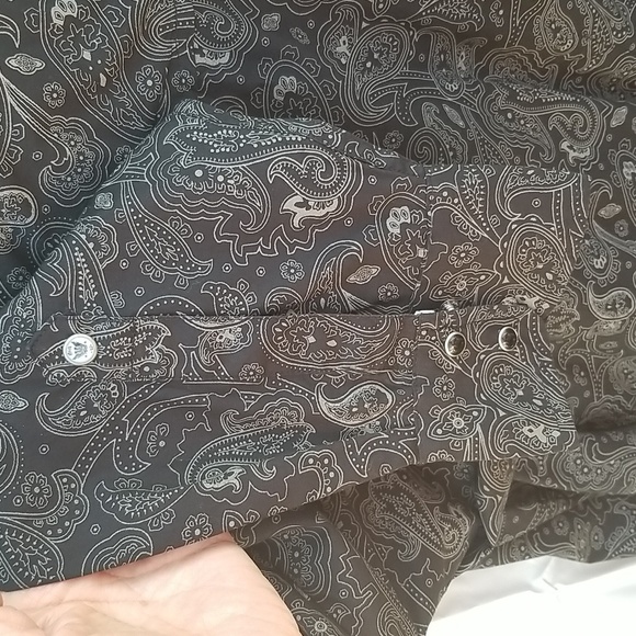 Rock 47 By Wrangler Black Graphic Western Snap Button 100% Cotton XXL - Picture 5 of 11